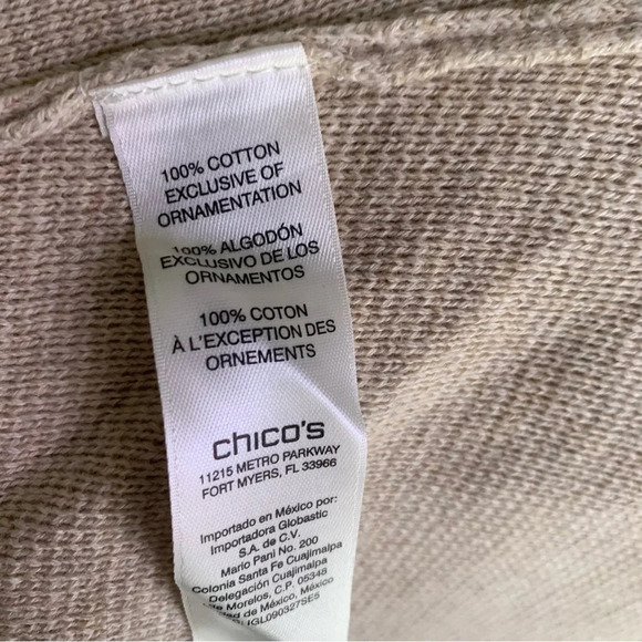 Chico’s Scroll-Lace Cardigan Jacket Cream Gold Sz 1 Medium - Picture 5 of 8